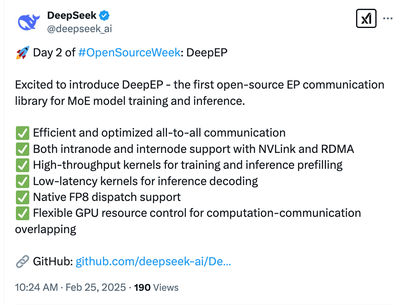 DeepSeek OpenSourceWeek第二弹：MoE训练模型+EP通信库DeepEP